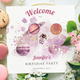 宇宙ピンクガールズロケット惑星銀河系 スタンダードカクテルナプキン