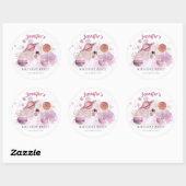 宇宙ピンクガールロケット惑星銀河系 ラウンドシール (シート)