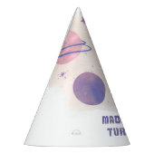 宇宙ピンク&バイオレットプラネット第1誕生日ガール パーティーハット (左)