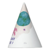 宇宙ピンク&バイオレットプラネット第1誕生日ガール パーティーハット (右)