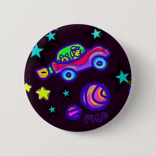 宇宙ピン内のロケットエイリアン 缶バッジ (正面)