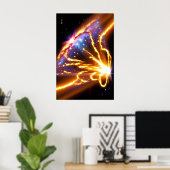 宇宙ファイアスターズ電気銀河系ナイトスカイ ポスター (ホームオフィス)