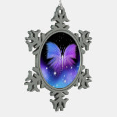 宇宙ファンタジーバタフライコズミック スノーフレークピューターオーナメント (左)