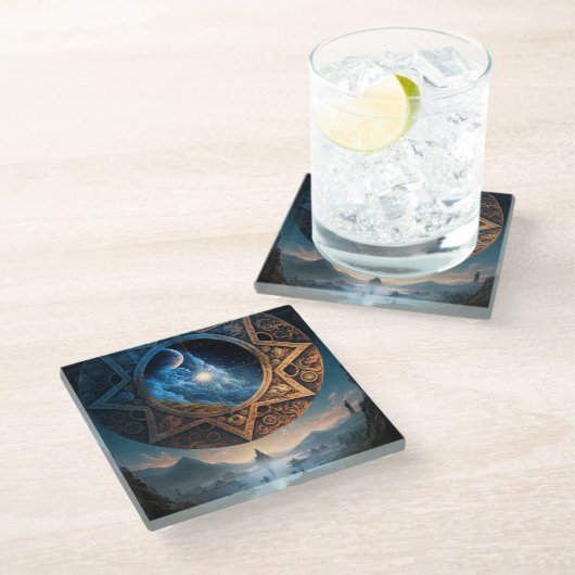 宇宙ファンタジー宇宙ランドスケープガラスコースター ガラスコースター (アングル)