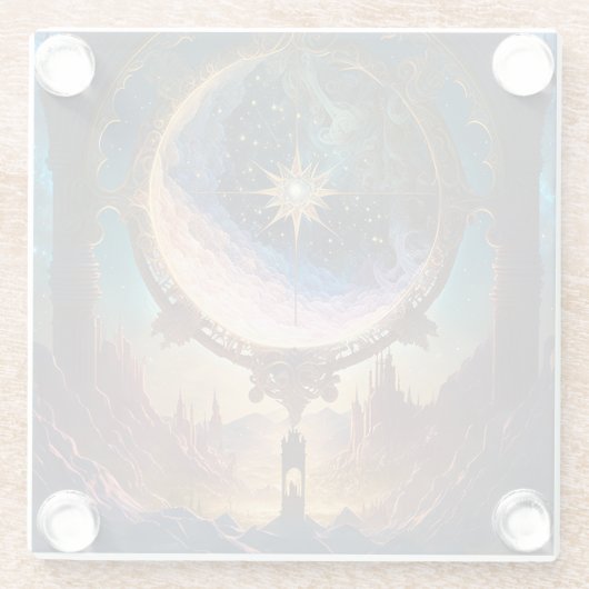 宇宙ファンタジー宇宙風景 ガラスコースター (裏面)