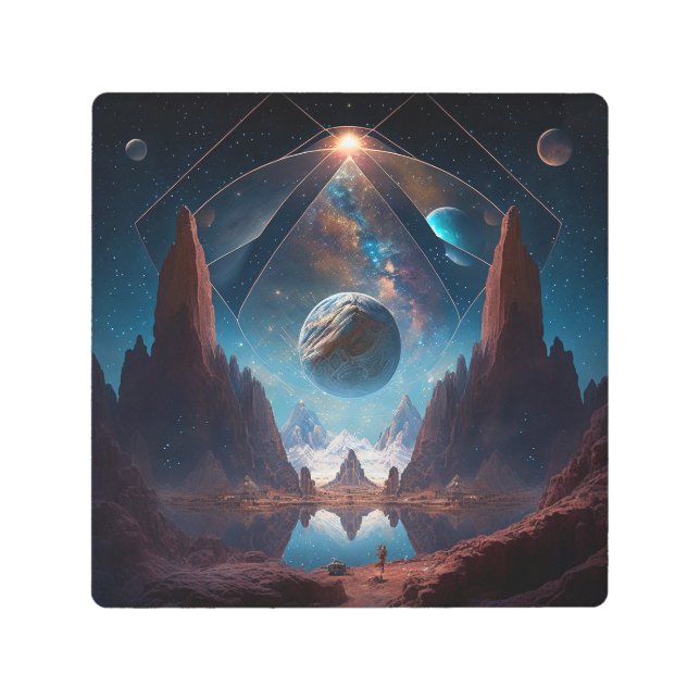 宇宙ファンタジー景観 メタルプリント (正面)