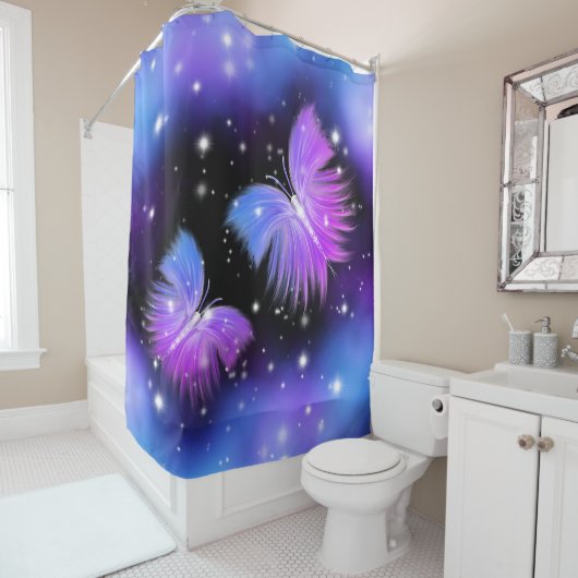 宇宙ファンタジー蝶コズミック シャワーカーテン (インサイチュ)