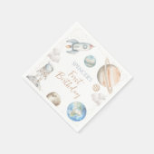 宇宙ファーストのまわりにトリップサンボーイ1歳の誕生日 スタンダードカクテルナプキン (角)