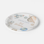 宇宙ファーストのまわりにトリップサンボーイ1歳の誕生日 ペーパープレート (アングル)