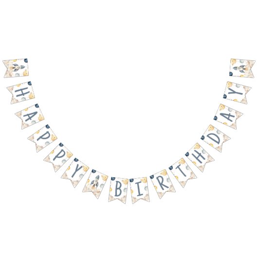 宇宙ファーストのまわりにトリップザサンバースデーパーティー バンティングフラッグ (全)