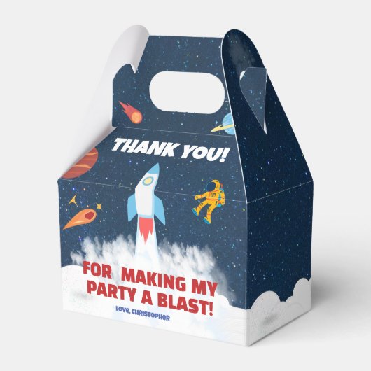 宇宙ファーストのまわりにトリップザサンバースデーパーティー フェイバーボックス (正面サイド)