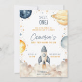 宇宙ファーストのまわりにトリップザサンバースデーパーティー 招待状 (正面)