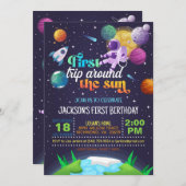 宇宙ファーストのまわりにトリップザサン誕生日 招待状 (正面/裏面)