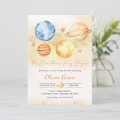 宇宙ファーストトリップのまわりにザサンベビーシャワー 招待状 (スタンド正面)