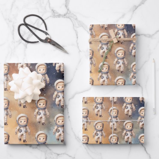 宇宙ファーストトリップのまわりにザサン誕生日ラッピング ラッピングペーパーシート (正面)