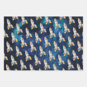 宇宙ファーストトリップのまわりにザサン誕生日ラッピング ラッピングペーパーシート (正面)