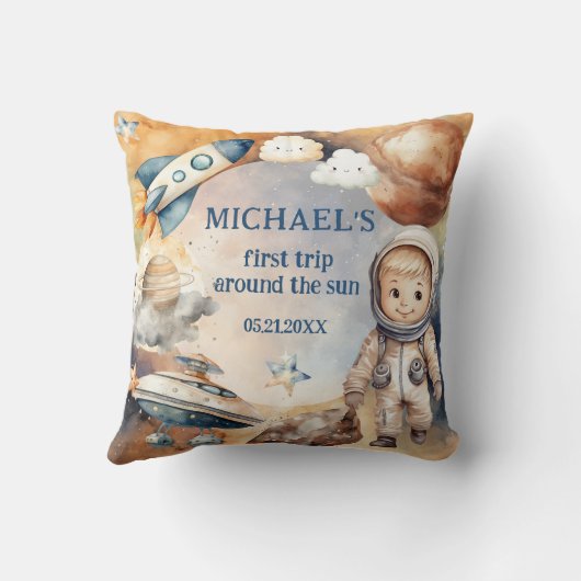 宇宙ファーストトリップザのまわりにサン誕生日枕 クッション (裏面)
