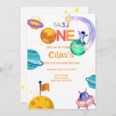 宇宙ファースト誕生日、ファーストのまわりにトリップ 招待状 (正面/裏面)