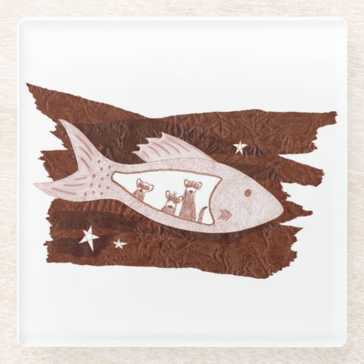 宇宙フェレットガラスコースター ガラスコースター (正面)