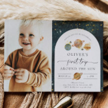 宇宙フォト誕生日招待状 |最初の旅