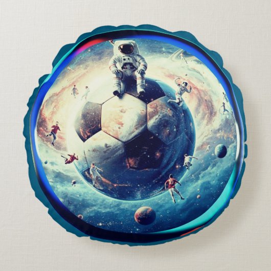 宇宙フットボール宇宙飛行士 ラウンドクッション (正面)