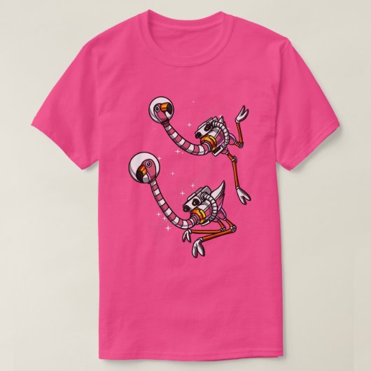 宇宙フラミンゴ鳥おもしろい宇宙飛行士B Tシャツ (デザイン正面)
