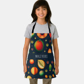 宇宙フルーツ赤い緑アイソメパターン エプロン (インサイチュ)