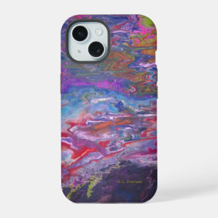 宇宙フロー絵を描アートから表示 iPhone 15ケース