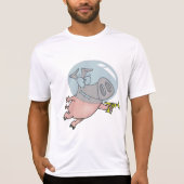 宇宙ブタのレーザー銃 ファニー宇宙飛行士 Tシャツ (正面)