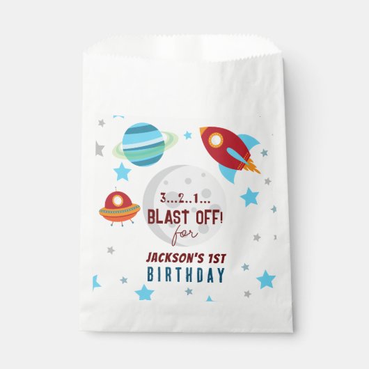 宇宙ブラストオフ1歳の誕生日 フェイバーバッグ (正面)