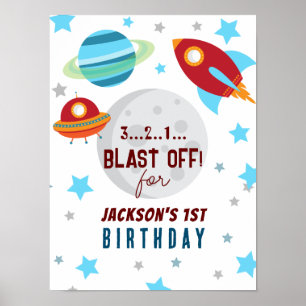宇宙ブラストオフ1歳の誕生日 ポスター