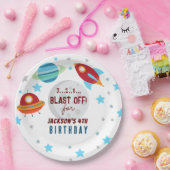 宇宙ブラストオフ 4歳の誕生日  ペーパープレート (パーティー)