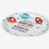 宇宙ブラストオフ 4歳の誕生日  ペーパープレート (アングル)