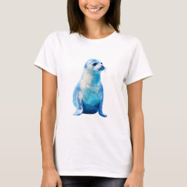 宇宙ブルーのギャラクシー・ウォーターカラーシールの肖像画 女性 Tシャツ