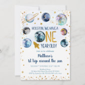 宇宙ブルー金ゴールドファーストトリッのまわりにプザサン 招待状 (正面)