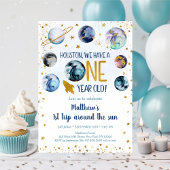 宇宙ブルー金ゴールドファーストトリッのまわりにプザサン 招待状