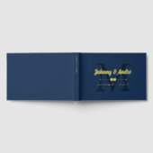 宇宙ブルー金ゴールドボウタイモノグラムゲイ結婚ズ ゲストブック (全面)