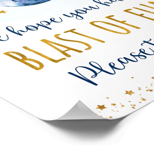 宇宙ブルー金ゴールド党有利誕生日標識 ポスター (角)