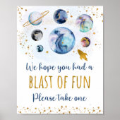 宇宙ブルー金ゴールド党有利誕生日標識 ポスター (正面)