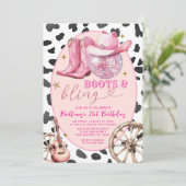 宇宙ブーツときらきら光る女性のカーボーイ30歳の誕生日 招待状 (スタンド正面)