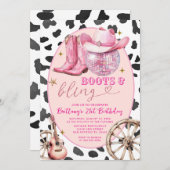 宇宙ブーツときらきら光る女性のカーボーイ30歳の誕生日 招待状 (正面/裏面)
