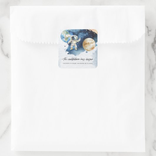 宇宙プラネタズカウントダウンベビーシャワー スクエアシール (バッグ)