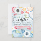 宇宙プラネットピンクガールおむつラッフルカードインサート 招待状 (正面)