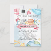 宇宙プラネットピンクガールブックリクエストカードベビー 招待状 (正面)
