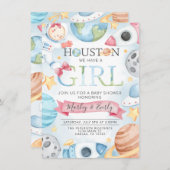 宇宙プラネットベビーシャワー招待状ピンクガール 招待状 (正面/裏面)