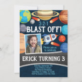 宇宙プラネット誕生日パーティーの招待 招待状 (正面)