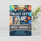 宇宙プラネット誕生日パーティーの招待 招待状 (スタンド正面)