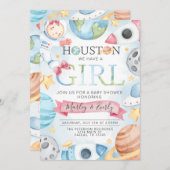 宇宙プラネツピンクガールベビーシャワー招待状 招待状 (正面/裏面)