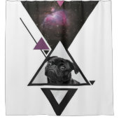 宇宙プリン | Pug愛好家のための黒いPug犬ギフトアイディア シャワーカーテン (正面)