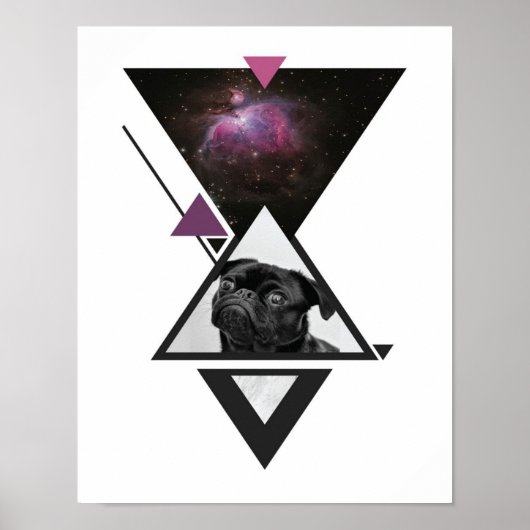 宇宙プリン | Pug愛好家のための黒いPug犬ギフトアイディア ポスター (正面)